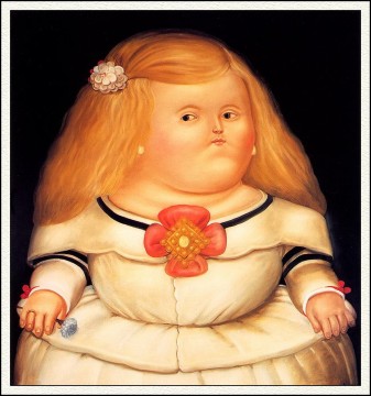 350 人の有名アーティストによるアート作品 Painting - ベラスケス・フェルナンド・ボテロの後の少女